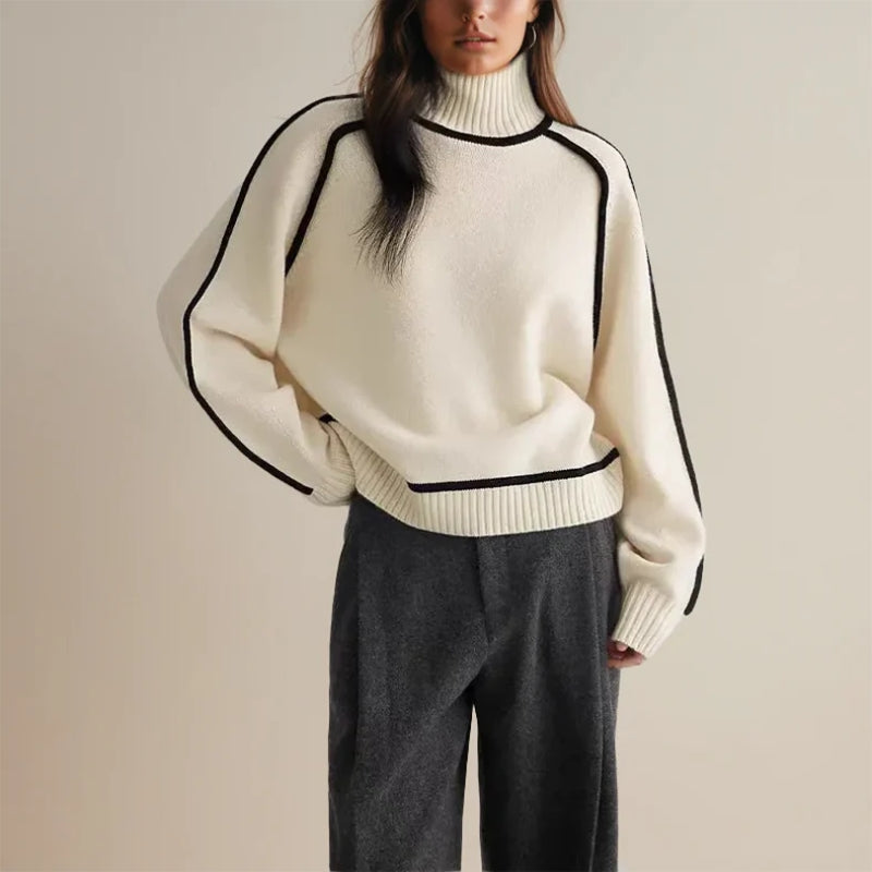 Genowefa - Elegancki Sweter z Dużym Golfem