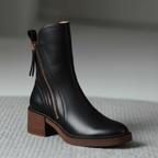 Feliksa - Eleganckie Czarne Botki z Wygodnym Obcasem
