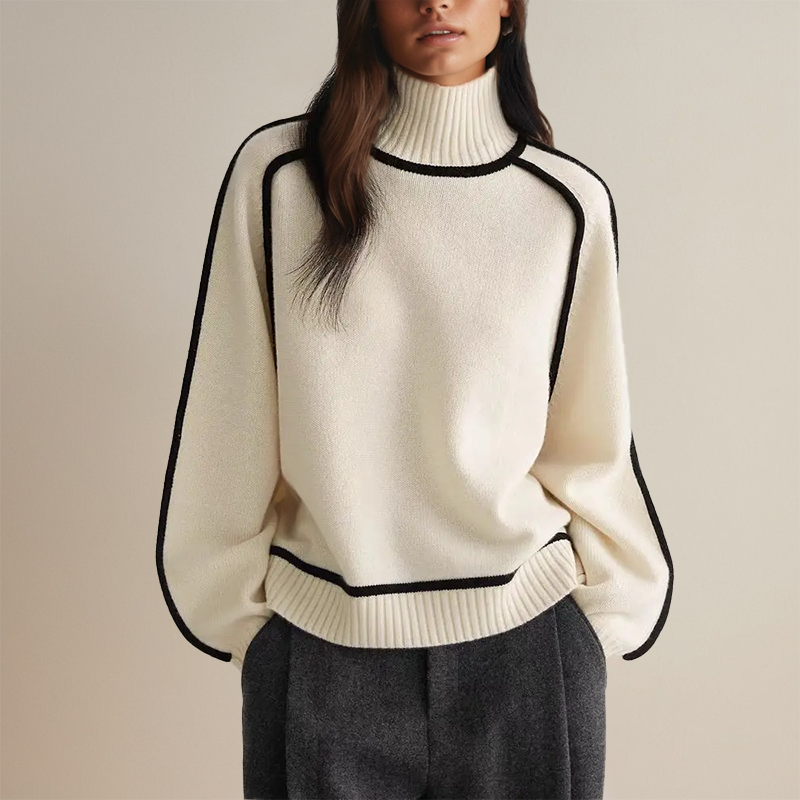 Genowefa - Elegancki Sweter z Dużym Golfem